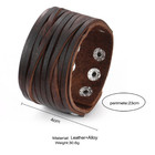 Mens Punk Rock Wide Black Leather Multi Layer Cuff Wristband Bracelet Adjustable