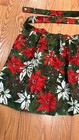 Vtg 50s 60s Mcm Poinsettias pinecones Theme Waist Tie Apron hostess christmas