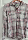 J  Crew 100  Cotton Flannel Button Down Shirt Size M Medium Gray Red White Mens