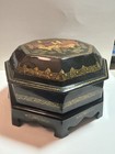 Vintage Russian Palekh Lacquer Octagon Fairytale 3 Jewelry Box Fairytale Signed