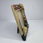 Vintage Hand Painted Resin Cat Picture Frame 3x4 Kitty Cottage Floral Decor