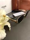 Celine Cl40235u 30n Triomphe Metal Oval Sunglasses Gold Green Lens Authentic