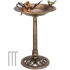 28 h Bronze Pedestal Bird Bath Feeder Freestanding Outdoor Garden Yard Decor