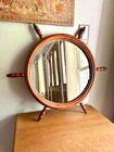Vintage Nautical Ship s Wheel Wood Mirror   Wooden Ship s Helm Mirror