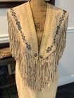 Vintage Cripple Creek Suede Leather Fringed Beaded Western Shawl   Skirt Set 8