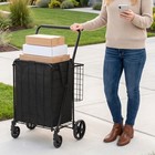 Heavy Duty Folding Grocery Shopping Cart Utility Cart Dual Basket Swivel Wheels