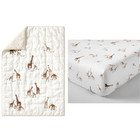 Pottery Barn Goldie Giraffe Baby Quilt   Organic Crib Fitted Sheet