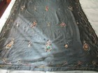 Vintage Embroidered Black Sheer Piano Shawl Tablecloth Wrap Art Deco 43  X 68  