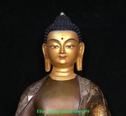 17 3  Old Tibet Nepal Bronze Gold Silver Shakyamuni Amitabha Buddha Statue