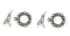 2 Sets Antique Silver Pewter Hummingbird Wreath Bird Flower Toggle Clasp 30mm 