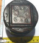 Vtg Hand Tooled Round Leather 2-piece Trinket jewelry Box  3     Dia X 2    High