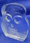 Heavy Blenko Clear Glass Owl Bookends Book Ends Vintage 1970s Mcm Joel Meyers