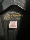 Mexican Guayabera Shirt Mens Large Black Short Sleeve Embroidered Art Elegant