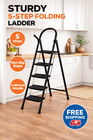Heavy Duty Folding Step Ladder W  Handrail   3ft   5ft   Anti-slip   Black pink