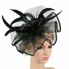 Women Headband Fascinator Feather Flower Hair Hat Church Wedding Hair Clip