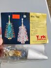 York Crafts Mini Christmas Tree Multi White Vtg Sequin Bead Ornament Kit Makes 2