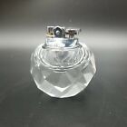 Vintage Mcm Round Faucted Crystal Glass Chrome Table Desk Cigarette Lighter