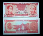 5 X Venezuela 5 Bolivares 1989 P 70 Unc  5 Banknotes 