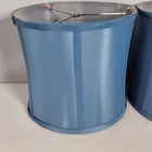 Ice Blue Silk Shantung Drum Style Lamp Shades Set 2 9 h X 10 w Euro Farmhouse