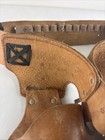 Vintage Mattel Fanner Double Cap Gun Holster Belt Black Tooled Leather 36 