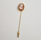 Vintage Crown Trifari Cameo Stick Pin Dainty Victorian Cottagecore Hat Lapel Pin