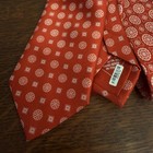 Brioni Silk Tie Necktie Classic Geometric Pattern Italy Red orange