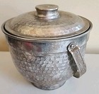 Vintage Mid Century Hammered  Aluminum Insulated Ice Bucket Made In Italy Nasco