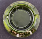 Vintage Frontier Casino Hotel Green Glass Ashtray   Las Vegas  Gold Print  Mcm