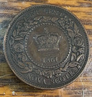 1861 Nova Scotia Canada Large Cent Nice Original Au Chrc