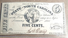 North Carolina Civil War 1863 5 Cents Cr  Nc-148 Pcgs Banknote 50 About New