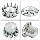 2 Front 4 Rear Axle Wheel Cover Set 33mm Spiked Lug Nut Covers Semi Truck