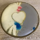 Vintage Dresser Vanity Jar Ribbed Glass Hearts Art Deco