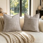 Soft Textured Chenille Throw Pillow Covers 18x18 Set Of 2 taupe