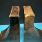 Vintage Pair Modernist Brown Marble Bookends Heavy Mcm Mid-century Art Deco