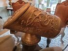 Antique Vintage Brass Coal Scuttle Box Man Zeus Style Face  Beautiful   Rare 