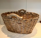 Antique 24  Splint Gathering Basket Carved Handles Primitive Americana Decor