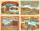 Retro Style Hotel Luggage Label Stickers  4 Labels On 1 Cut   Peel Sheet  1428