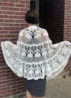 Handmade Crocheted Cap With Delicate Fan And Mesh Lace Pattern 
