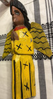 Vintage Folk Art Angel Statue 15    Large Wood Angel With Metal Wings