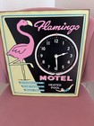 Vintage Flamingo Motel Pink Neon Clock -sign In Working   Retro Charm Ships Free