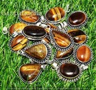 Tiger Eye Gemstone Pendant Lot 925 Sterling Silver Plated Wholesale Jewelry