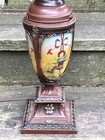 Antique 1910 - 1925 Art Nouveau Reverse Painted Glass Panels Epergne Lamp