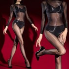 Plus Size Full Bodystocking Oil Glossy Sheer Ultra-thin Shiny Bodysuit Jumpsuit
