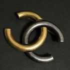 Ega Chanel Cc Logo Gold Silver Tone Brooch  2bl0107