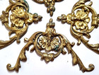4 Scroll Leaves Palmette Bronze Mount Pediment Antique French Salvaged Furniture