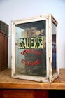 Antique Display Case Apothecary Cabinet Countertop Sauers Extract Vintage Glass