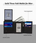 Real Leather Slim Wallets For Men Trifold Mens Wallet W  Id Window Rfid Blocking