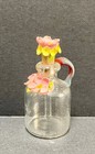 Vintage Miniature Hand Blown Glass Perfume Bottle W Applied Shell Flowers 1 1 2   