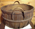 Antique Bushel Basket  Wooden Handles Primative Large 18  Ribbed Wood Vintage