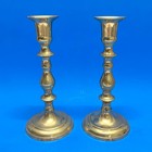 Vtg Solid Brass Candlesticks Holder Set Of 2 Natural Patina 7  Table Decor India